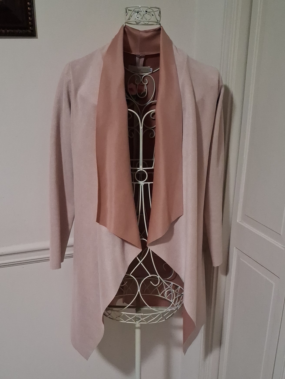 Latente Light Pink Draped Open Front Cardigan